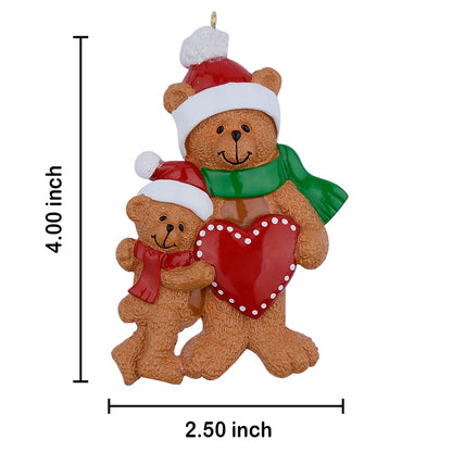 Personalized Parent Bear with 1 Cub Christmas Ornament