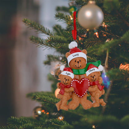 Personalized Parent Bear with 2 Cub Christmas Ornament