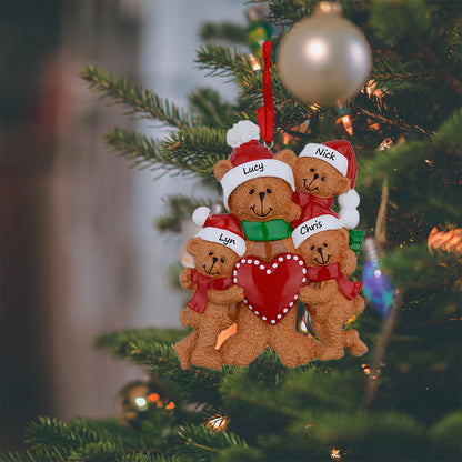 Personalized Parent Bear with 3 Cub Christmas Ornament