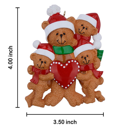 Personalized Parent Bear with 3 Cub Christmas Ornament