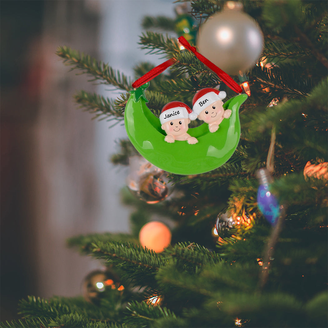 Personalized Pea Pod Family of 2 Ornament