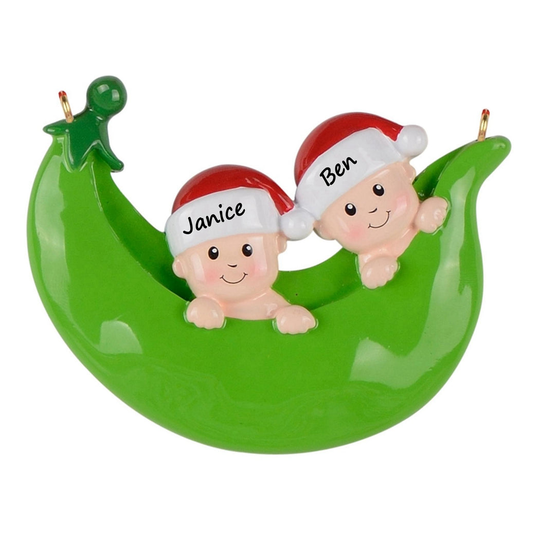 Personalized Pea Pod Family of 2 Ornament