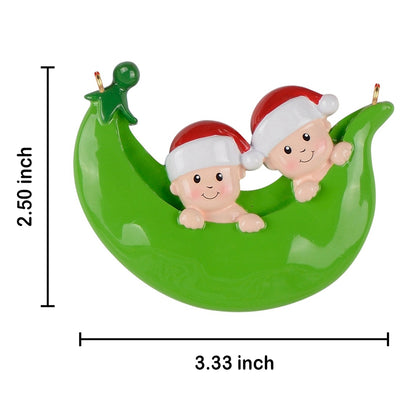 Personalized Pea Pod Family of 2 Ornament