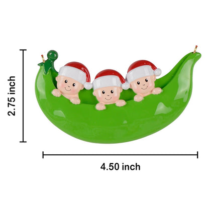 Personalized Pea Pod Family of 3 Ornament