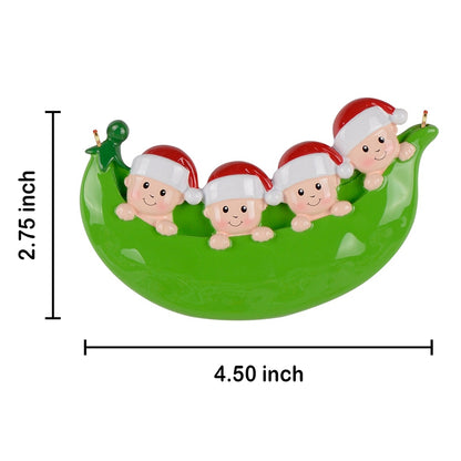 Personalized Pea Pod Family of 4 Ornament