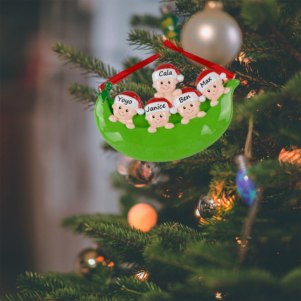 Personalized Pea Pod Family of 5 Ornament