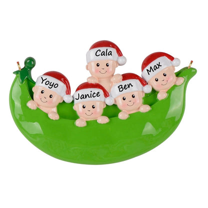 Personalized Pea Pod Family of 5 Ornament
