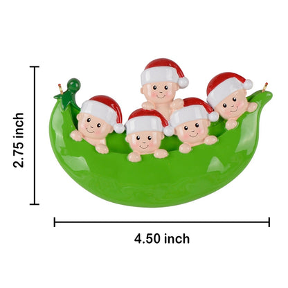 Personalized Pea Pod Family of 5 Ornament