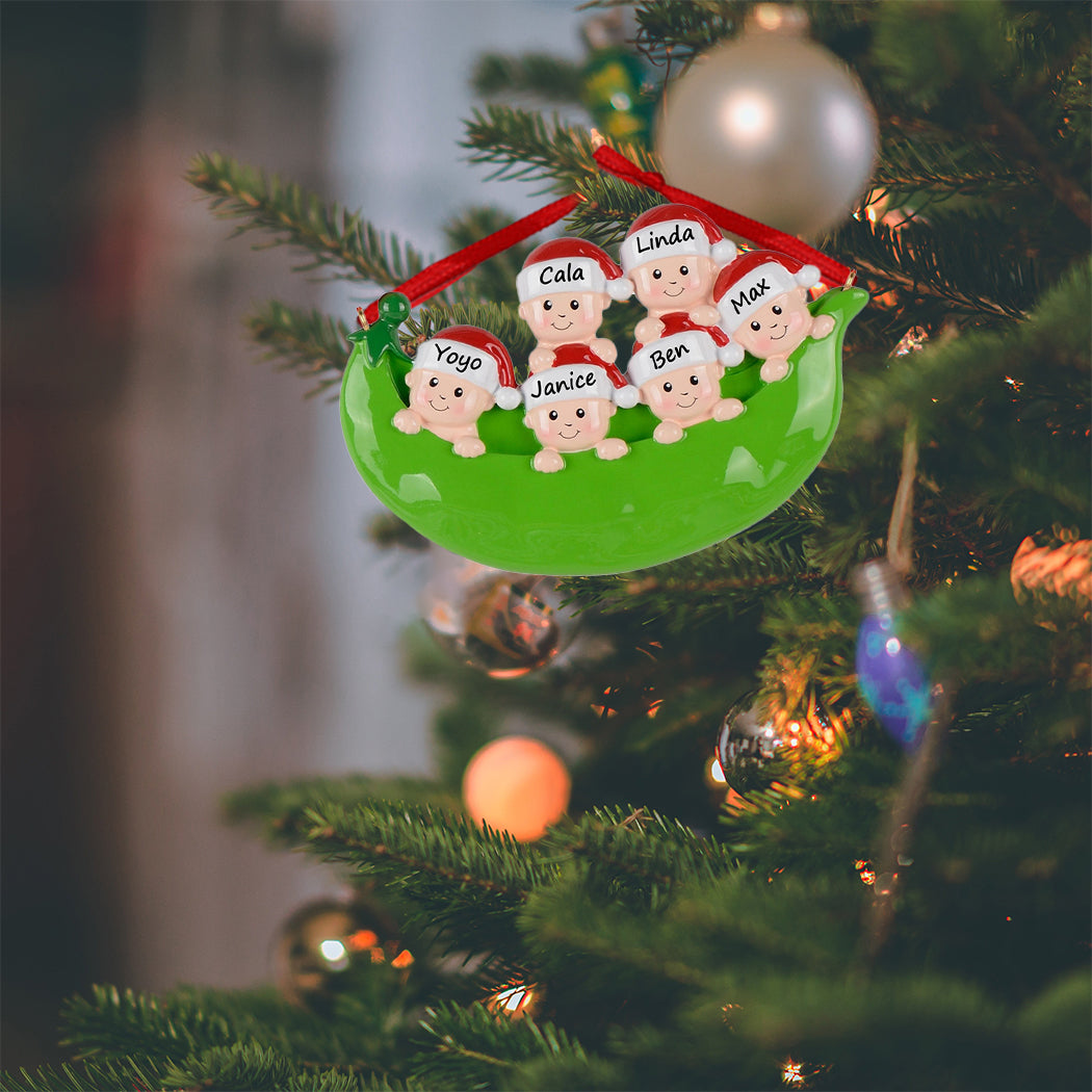 Personalized Pea Pod Family of 6 Ornament