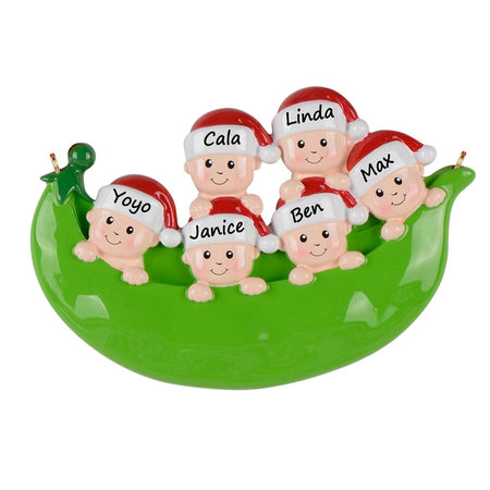 Personalized Pea Pod Family of 6 Ornament
