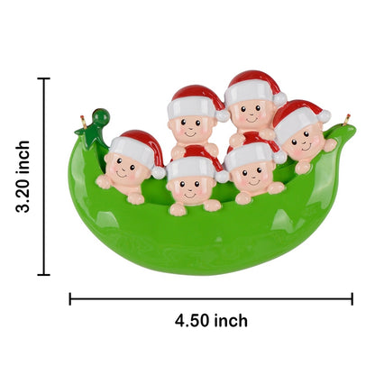 Personalized Pea Pod Family of 6 Ornament