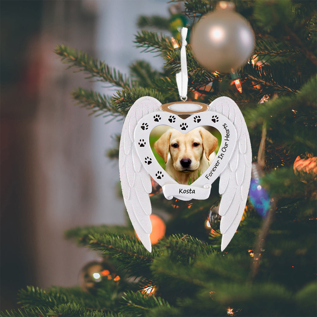 Personalized Pet Memorial Angel Wings Photo Frame Ornament