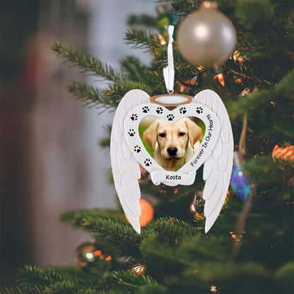 Personalized Pet Memorial Angel Wings Photo Frame Ornament