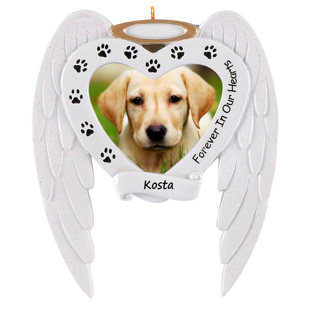 Personalized Pet Memorial Angel Wings Photo Frame Ornament