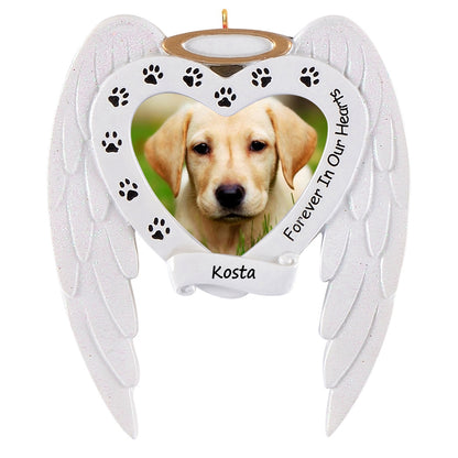Personalized Pet Memorial Angel Wings Photo Frame Ornament