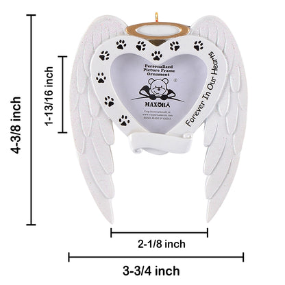 Personalized Pet Memorial Angel Wings Photo Frame Ornament