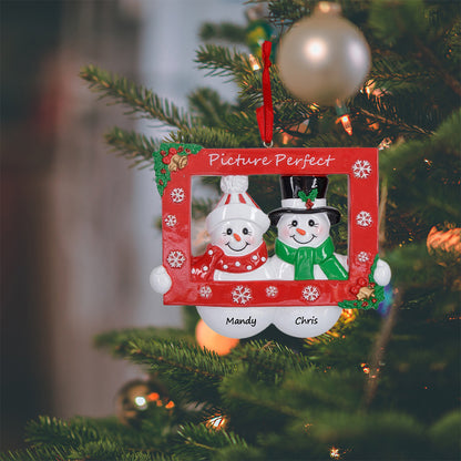 Personalized Picture Perfect Snowman Couple Ornament