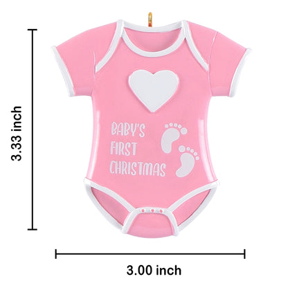 Personalized Pink Baby Girl Onesie Baby’s 1st Christmas Ornament