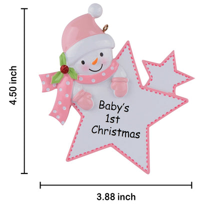 Personalized Pink Baby Girl Star Ornament Baby’s 1st Christmas Gift