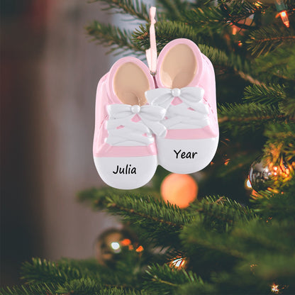 Personalized Pink Baby Shoes Ornament