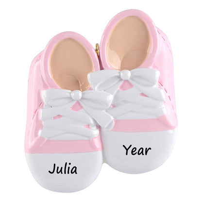 Personalized Pink Baby Shoes Ornament
