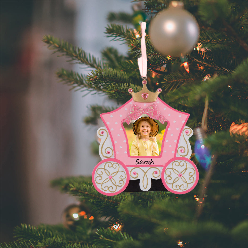Personalized Pink Princess Carriage Photo Frame Ornament