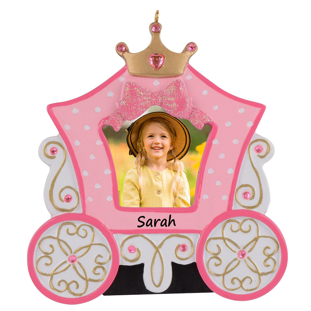 Personalized Pink Princess Carriage Photo Frame Ornament