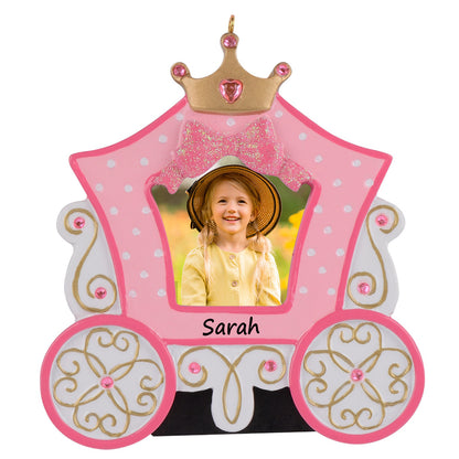 Personalized Pink Princess Carriage Photo Frame Ornament
