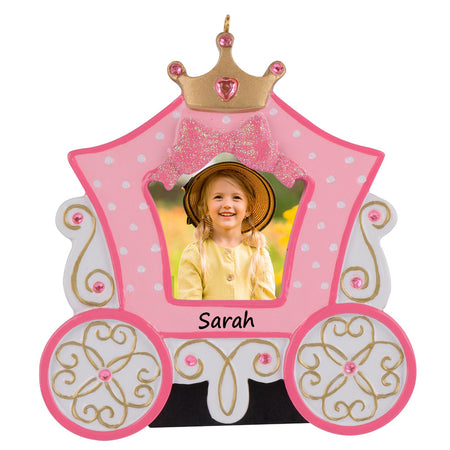 Personalized Pink Princess Carriage Photo Frame Ornament