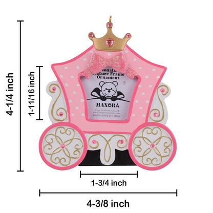 Personalized Pink Princess Carriage Photo Frame Ornament