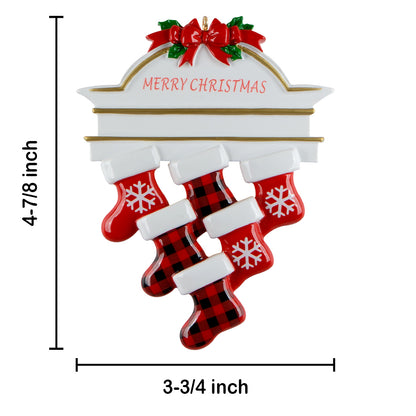 Personalized Plaid Mantel Stocking Family of 6 Christmas Ornament