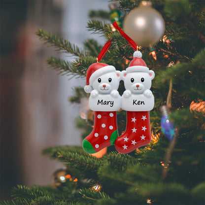 Personalized Polar Bear Stocking Family of 2 Christmas Ornament
