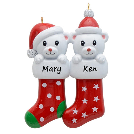 Personalized Polar Bear Stocking Family of 2 Christmas Ornament