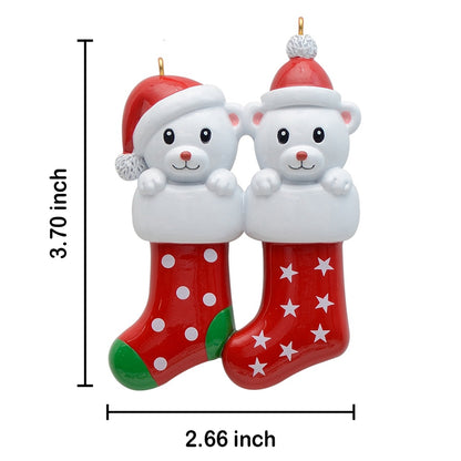 Personalized Polar Bear Stocking Family of 2 Christmas Ornament
