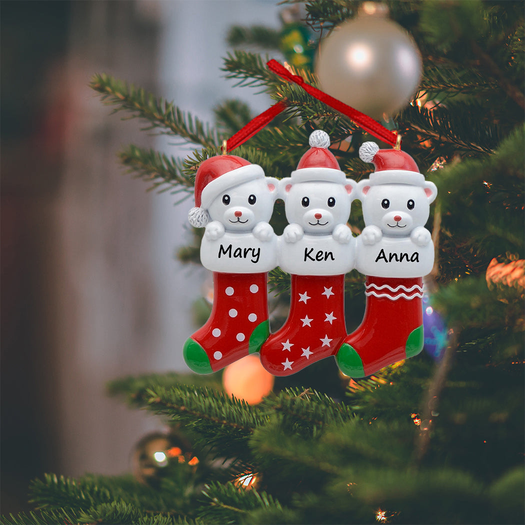 Personalized Polar Bear Stocking Family of 3 Christmas Ornament