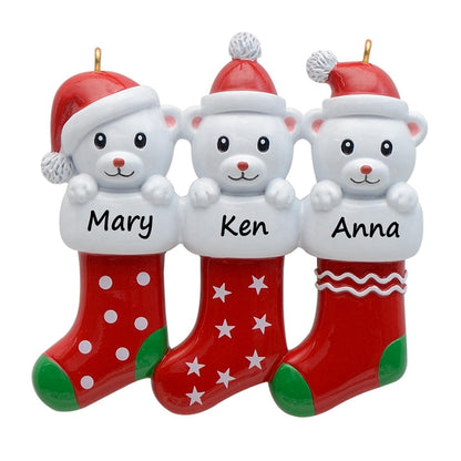 Personalized Polar Bear Stocking Family of 3 Christmas Ornament