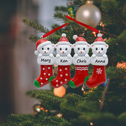Personalized Polar Bear Stocking Family of 4 Christmas Ornament
