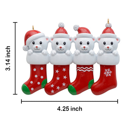 Personalized Polar Bear Stocking Family of 4 Christmas Ornament