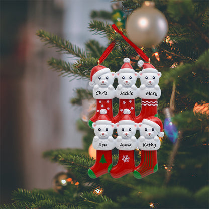 Personalized Polar Bear Stocking Family of 6 Christmas Ornament