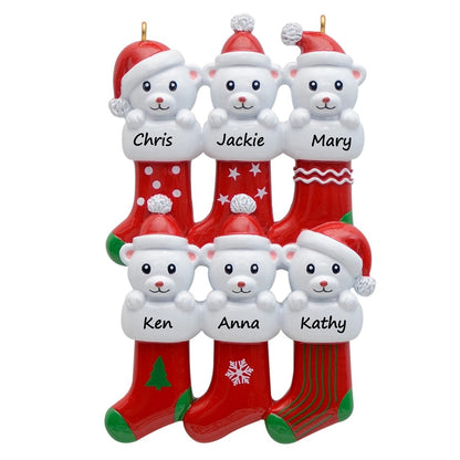 Personalized Polar Bear Stocking Family of 6 Christmas Ornament