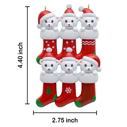 Personalized Polar Bear Stocking Family of 6 Christmas Ornament