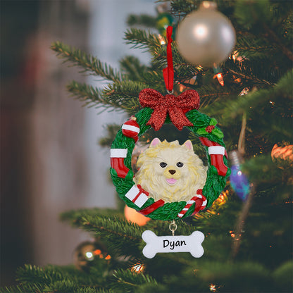 Personalized Pomeranian Christmas Wreath Ornament