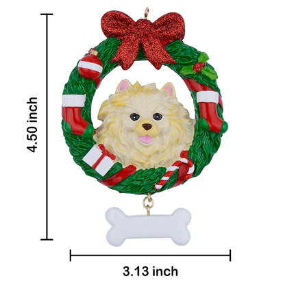 Personalized Pomeranian Christmas Wreath Ornament