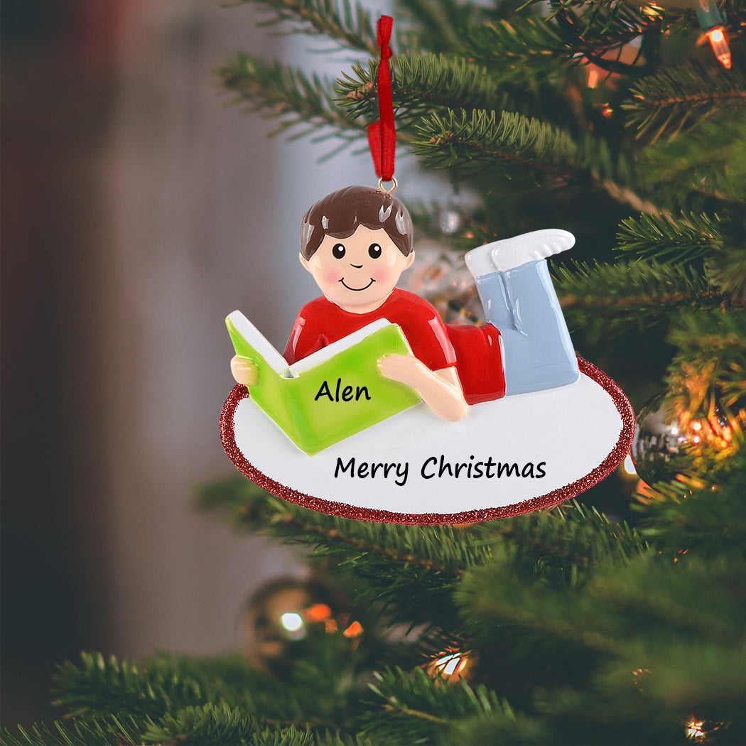 Personalized Reading Boy Ornament