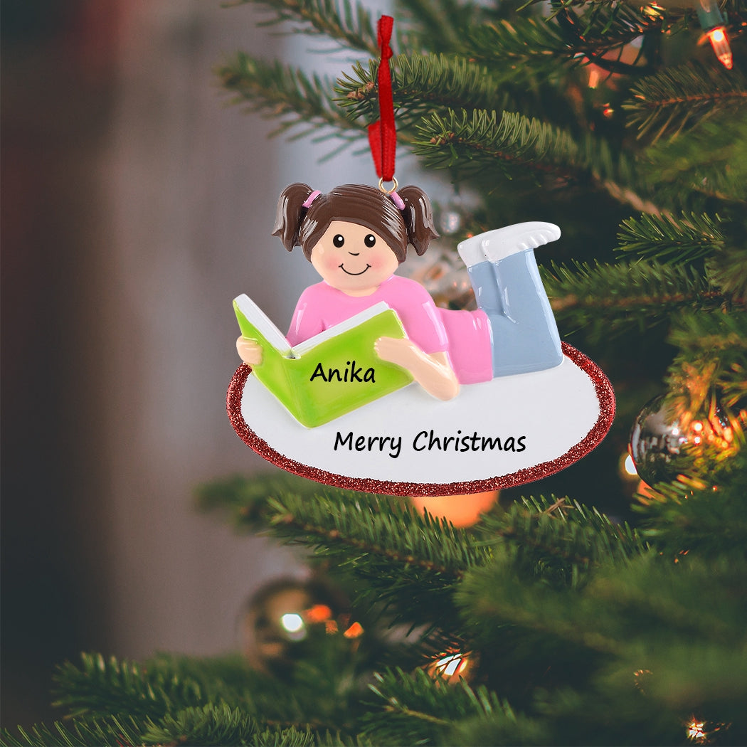 Personalized Reading Girl Ornament