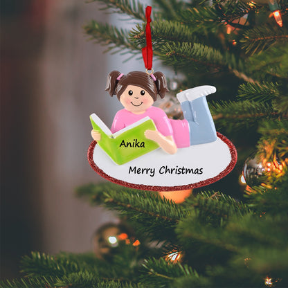 Personalized Reading Girl Ornament