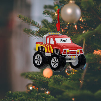 Red Monster Truck Personalized Christmas Ornament