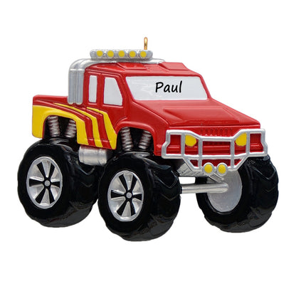 Red Monster Truck Personalized Christmas Ornament