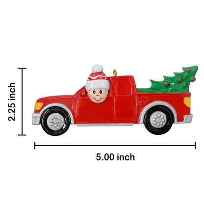 Personalized Red Christmas Pickup Truck Ornament