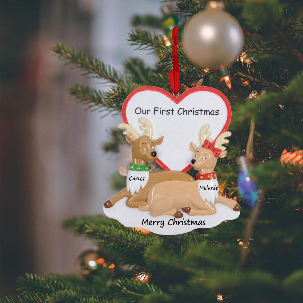 Our First Christmas Reindeer Couple Christmas Ornament